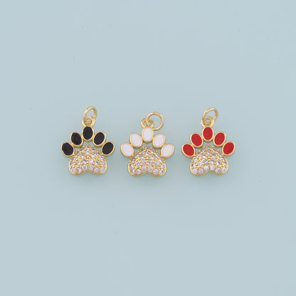 Gold Paw Charms,18K Gold Filled Cat Paw Pendant,Dog Paw Charm Bracelet Necklace for DIY Jewelry Making Supply