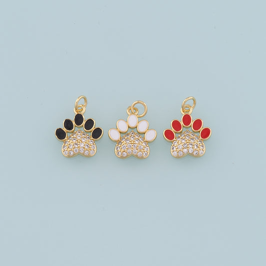 Gold Paw Charms,18K Gold Filled Cat Paw Pendant,Dog Paw Charm Bracelet Necklace for DIY Jewelry Making Supply