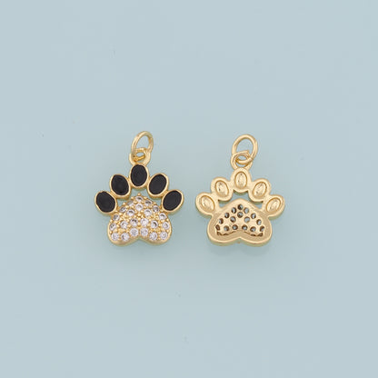 Gold Paw Charms,18K Gold Filled Cat Paw Pendant,Dog Paw Charm Bracelet Necklace for DIY Jewelry Making Supply