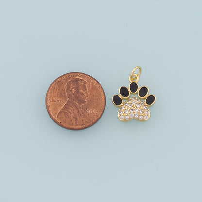 Gold Paw Charms,18K Gold Filled Cat Paw Pendant,Dog Paw Charm Bracelet Necklace for DIY Jewelry Making Supply