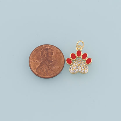 Gold Paw Charms,18K Gold Filled Cat Paw Pendant,Dog Paw Charm Bracelet Necklace for DIY Jewelry Making Supply
