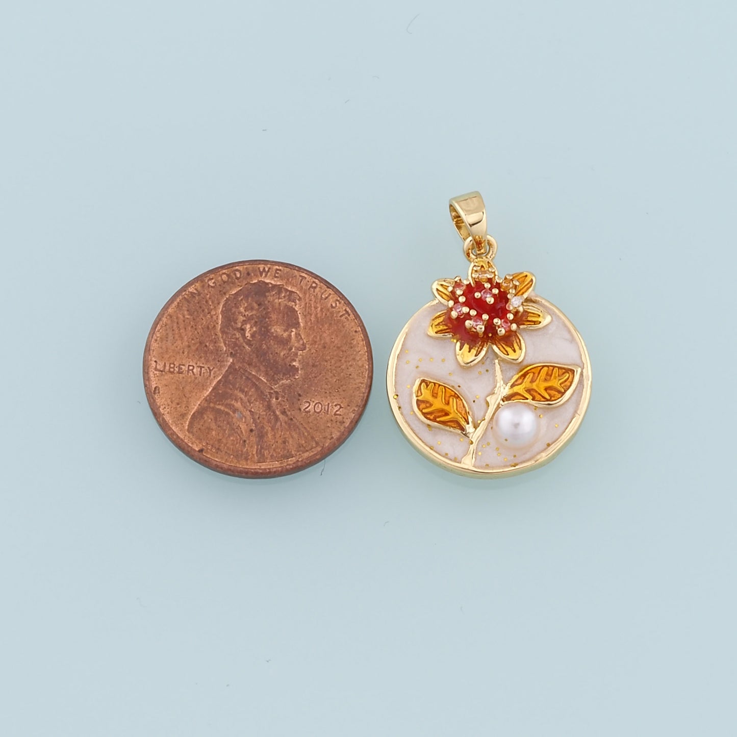 Gold Flower Charms,18K Gold Filled Flower Pendant,Enamel Flower Charm Bracelet Necklace for DIY Jewelry Making Supply