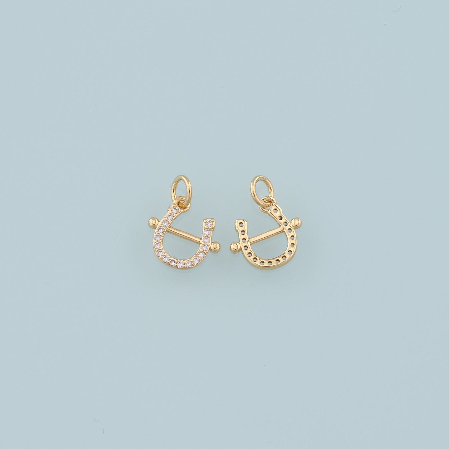Gold Horseshoe Charms,18K Gold Filled CZ Horseshoe Pendant,Horseshoe Charm Bracelet Necklace for DIY Jewelry Making Supply
