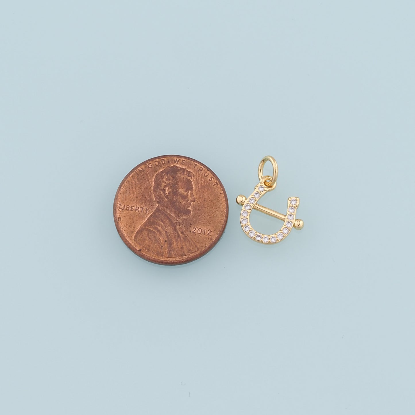 Gold Horseshoe Charms,18K Gold Filled CZ Horseshoe Pendant,Horseshoe Charm Bracelet Necklace for DIY Jewelry Making Supply