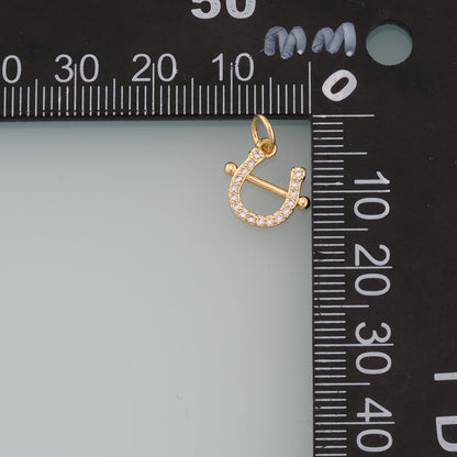 Gold Horseshoe Charms,18K Gold Filled CZ Horseshoe Pendant,Horseshoe Charm Bracelet Necklace for DIY Jewelry Making Supply