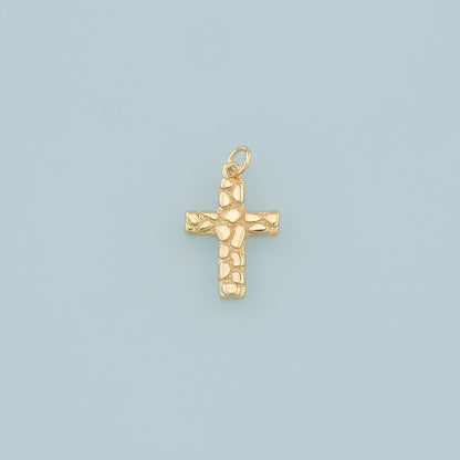Gold Cross Charms,18K Gold Filled Cross Flower Pendant,Religion Charm Bracelet Necklace for DIY Jewelry Making Supply