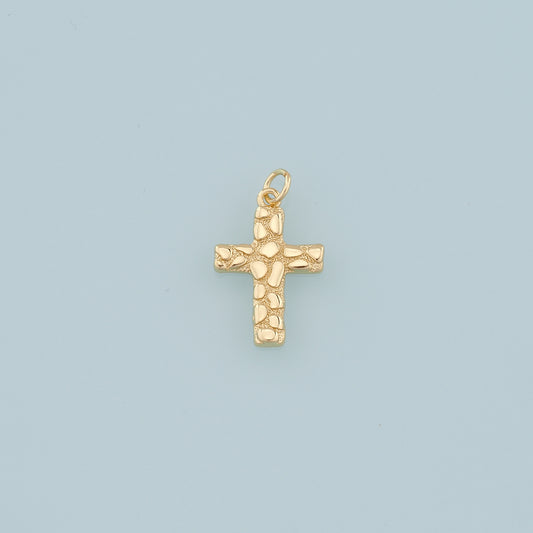 Gold Cross Charms,18K Gold Filled Cross Flower Pendant,Religion Charm Bracelet Necklace for DIY Jewelry Making Supply