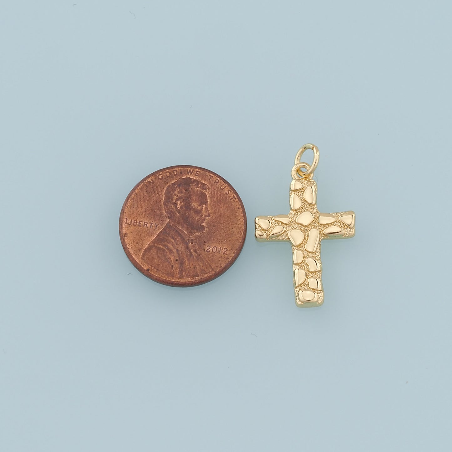 Gold Cross Charms,18K Gold Filled Cross Flower Pendant,Religion Charm Bracelet Necklace for DIY Jewelry Making Supply