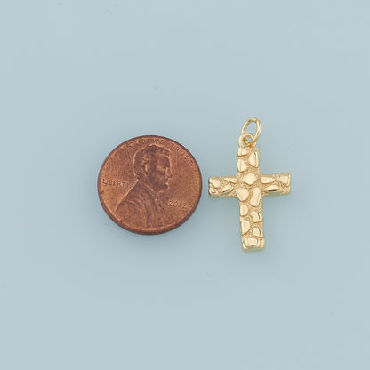 Gold Cross Charms,18K Gold Filled Cross Flower Pendant,Religion Charm Bracelet Necklace for DIY Jewelry Making Supply