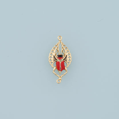 Gold beetle Charms,18K Gold Filled beetle Pendant,Enamel beetle Charm Bracelet Necklace for DIY Jewelry Making Supply