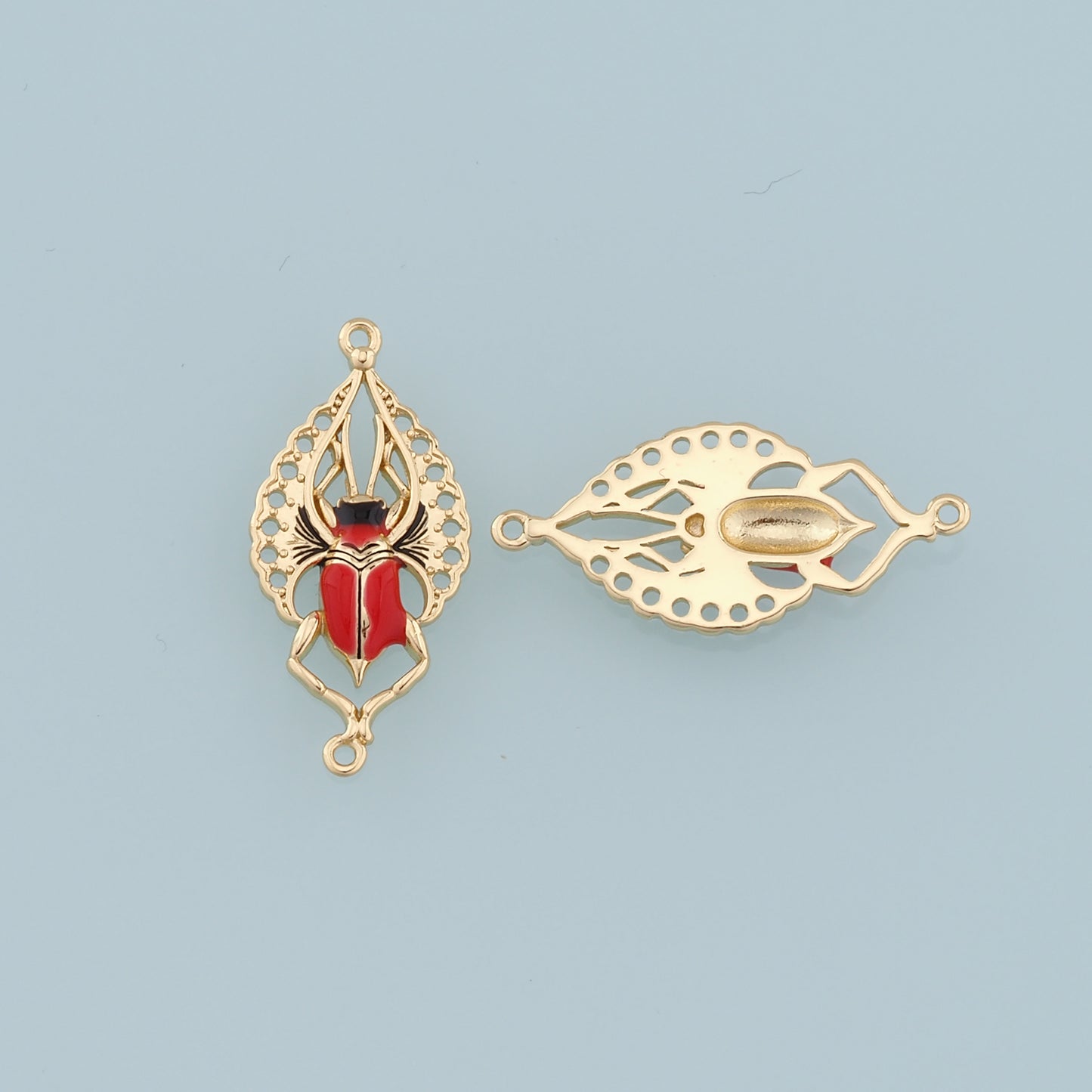 Gold beetle Charms,18K Gold Filled beetle Pendant,Enamel beetle Charm Bracelet Necklace for DIY Jewelry Making Supply