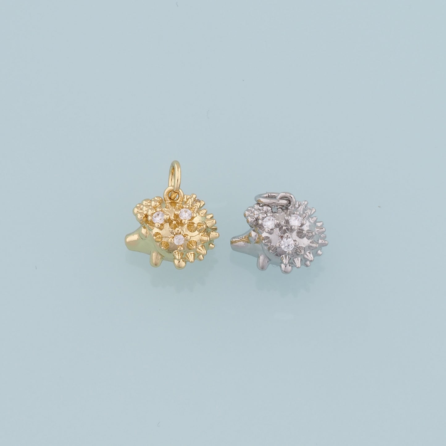 Gold Hedgehog Charms,18K Gold Filled Hedgehog Pendant,CZ Animal Charm Bracelet Necklace for DIY Jewelry Making Supply