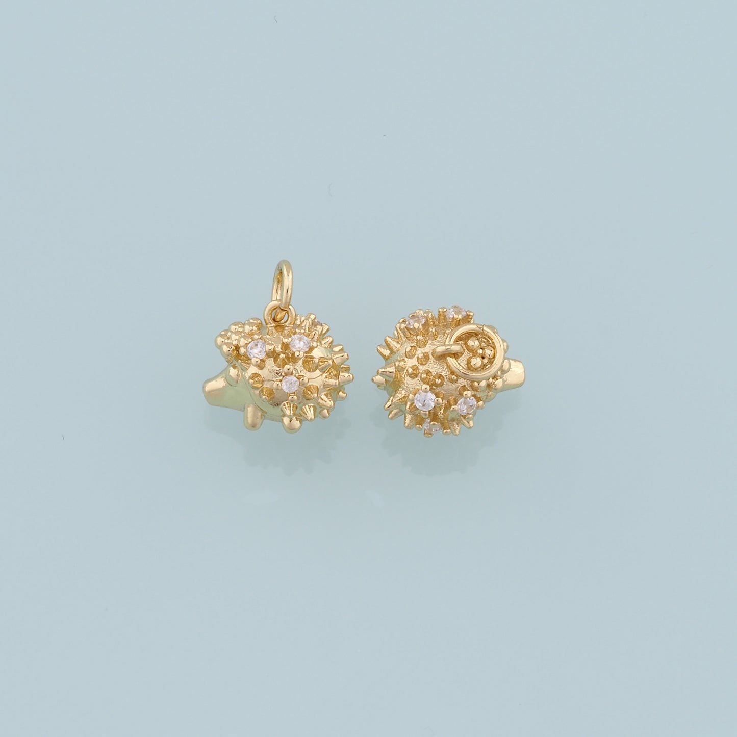 Gold Hedgehog Charms,18K Gold Filled Hedgehog Pendant,CZ Animal Charm Bracelet Necklace for DIY Jewelry Making Supply
