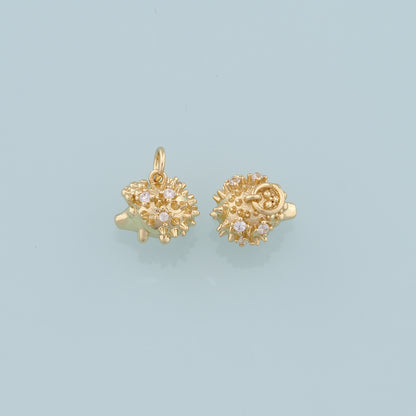 Gold Hedgehog Charms,18K Gold Filled Hedgehog Pendant,CZ Animal Charm Bracelet Necklace for DIY Jewelry Making Supply