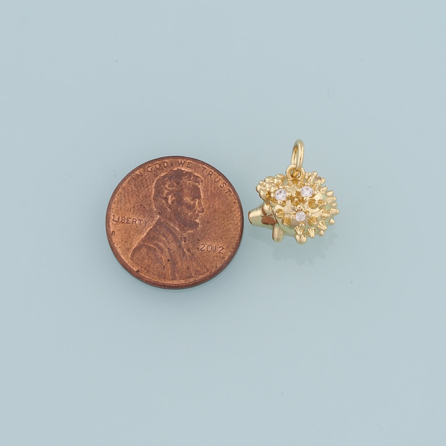 Gold Hedgehog Charms,18K Gold Filled Hedgehog Pendant,CZ Animal Charm Bracelet Necklace for DIY Jewelry Making Supply