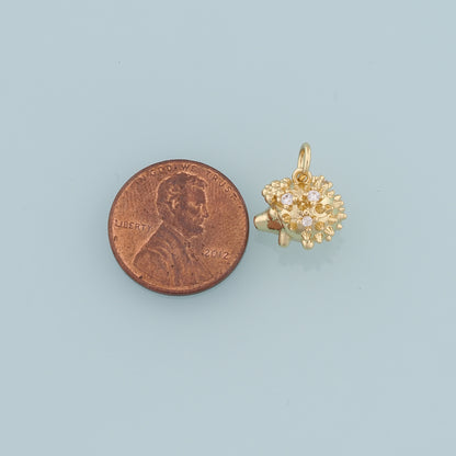 Gold Hedgehog Charms,18K Gold Filled Hedgehog Pendant,CZ Animal Charm Bracelet Necklace for DIY Jewelry Making Supply