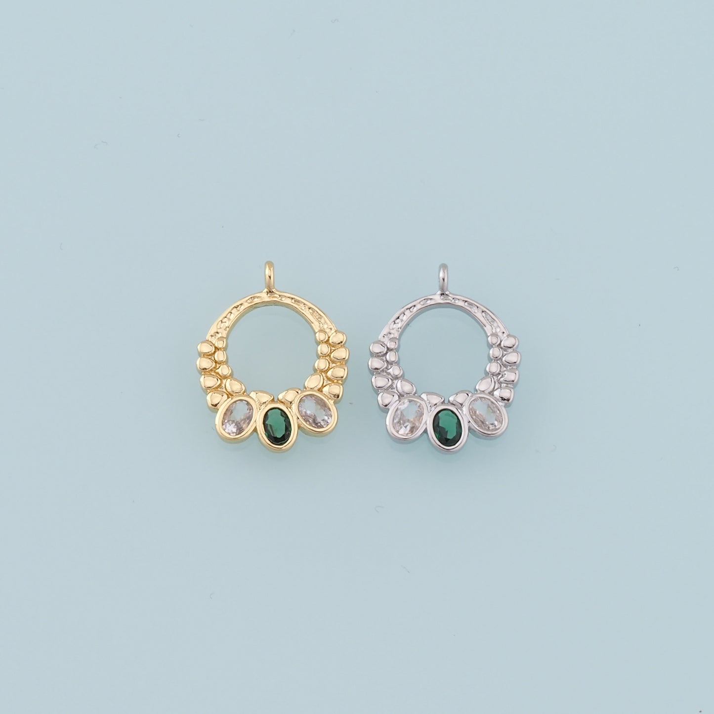 Gold Ring Charms,18K Gold Filled Conch Crystal Pendant,Hoop Shell Charm Bracelet Necklace for DIY Jewelry Making Supply