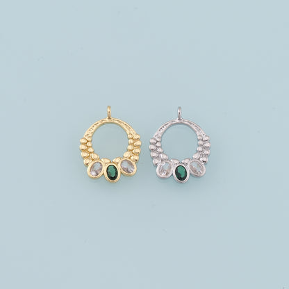 Gold Ring Charms,18K Gold Filled Conch Crystal Pendant,Hoop Shell Charm Bracelet Necklace for DIY Jewelry Making Supply