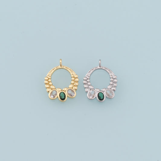 Gold Ring Charms,18K Gold Filled Conch Crystal Pendant,Hoop Shell Charm Bracelet Necklace for DIY Jewelry Making Supply