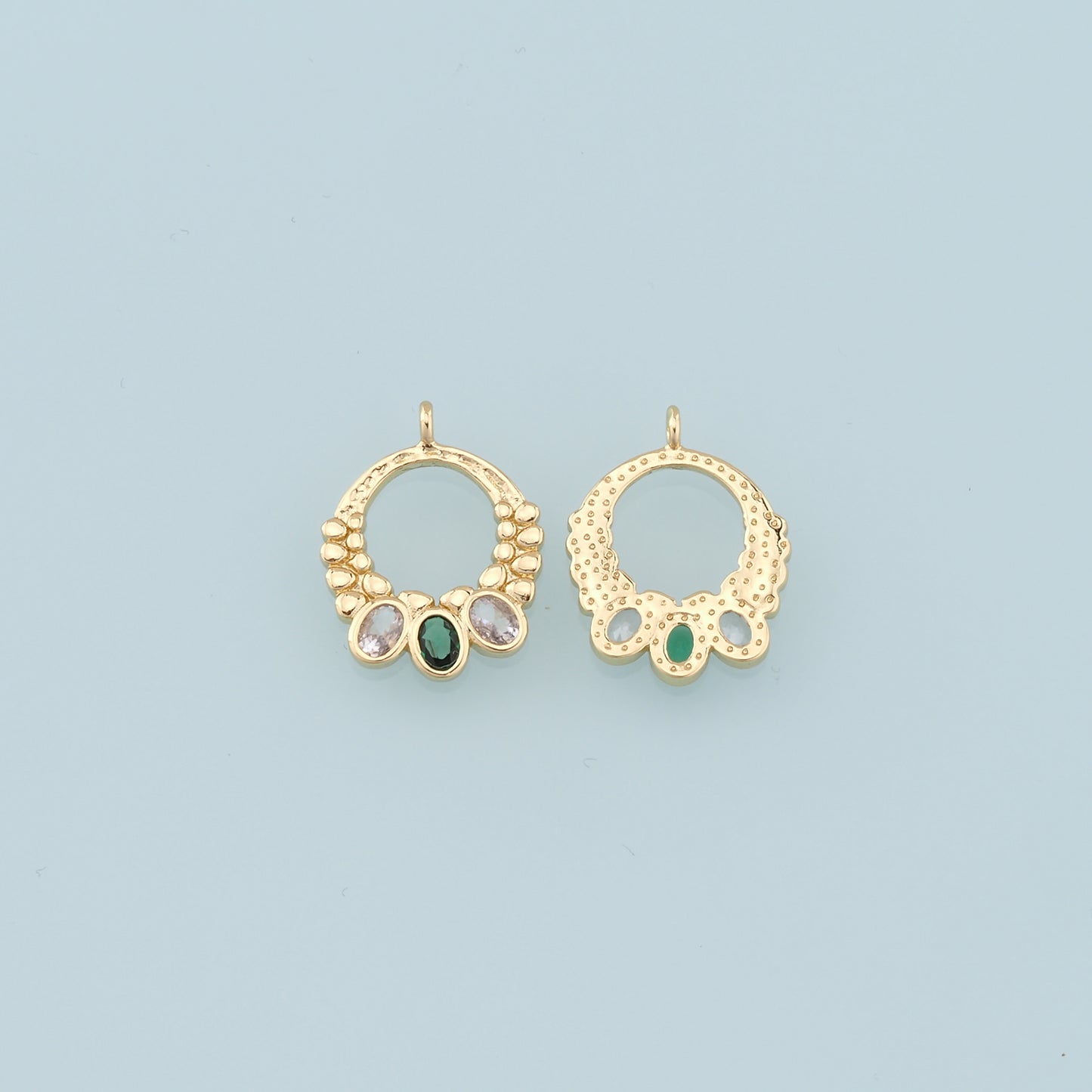 Gold Ring Charms,18K Gold Filled Conch Crystal Pendant,Hoop Shell Charm Bracelet Necklace for DIY Jewelry Making Supply
