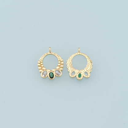 Gold Ring Charms,18K Gold Filled Conch Crystal Pendant,Hoop Shell Charm Bracelet Necklace for DIY Jewelry Making Supply