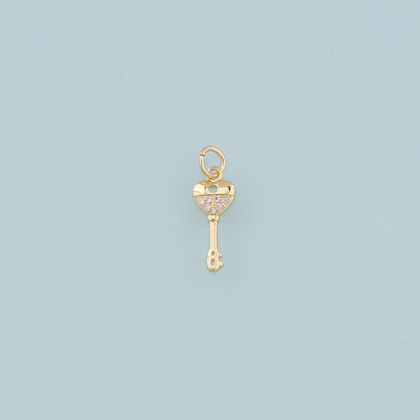 Gold Heart Key Charms,18K Gold Filled Key Pendant,Key Charm Bracelet Necklace for DIY Jewelry Making Supply