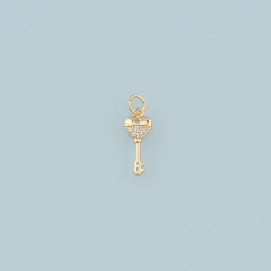 Gold Heart Key Charms,18K Gold Filled Key Pendant,Key Charm Bracelet Necklace for DIY Jewelry Making Supply