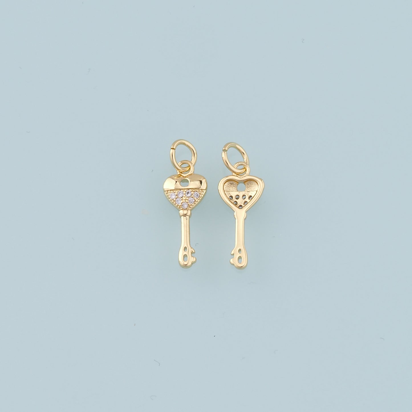 Gold Heart Key Charms,18K Gold Filled Key Pendant,Key Charm Bracelet Necklace for DIY Jewelry Making Supply