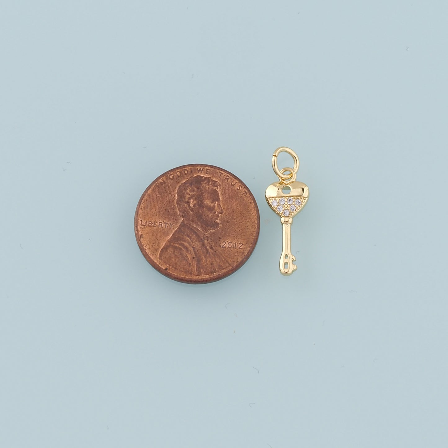 Gold Heart Key Charms,18K Gold Filled Key Pendant,Key Charm Bracelet Necklace for DIY Jewelry Making Supply