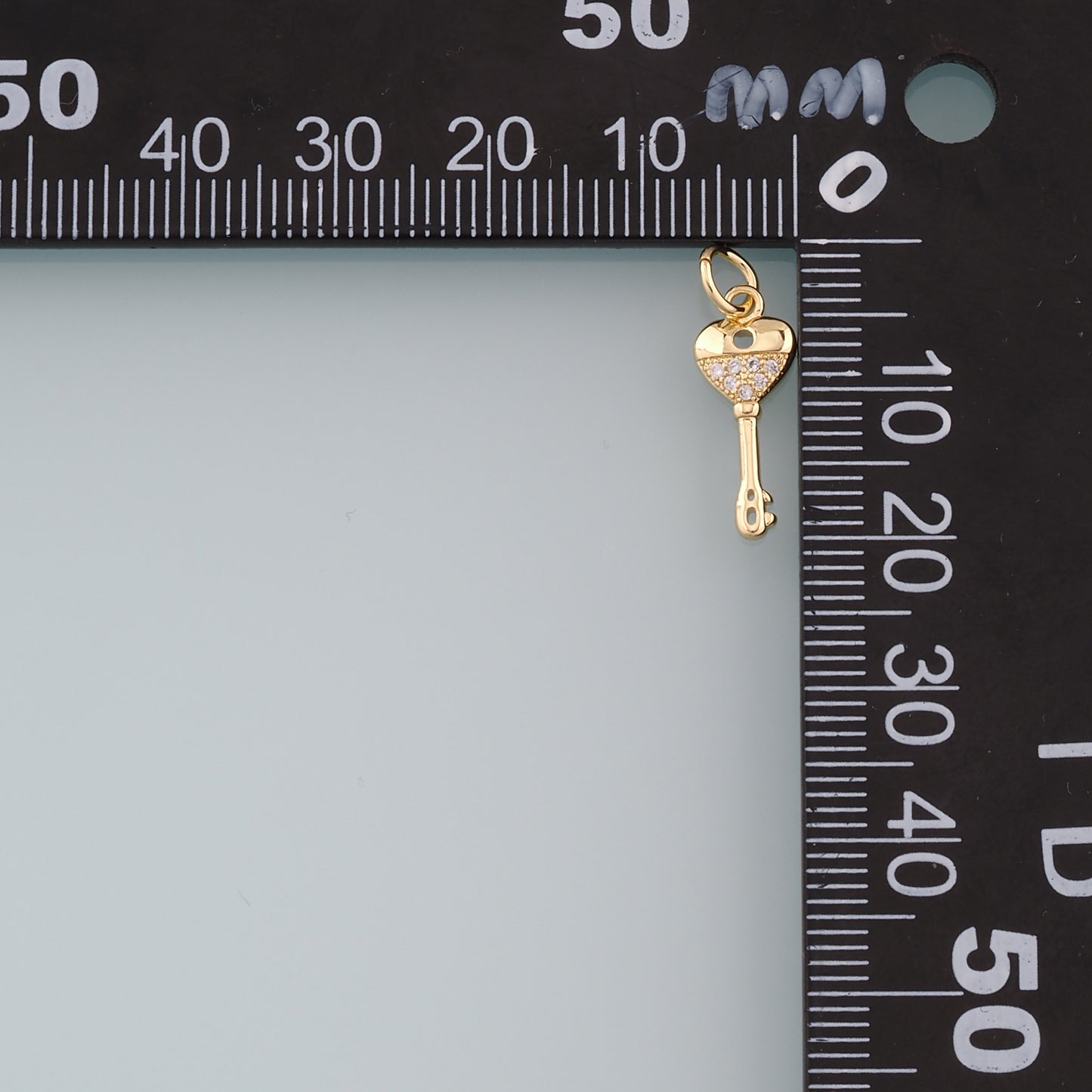 Gold Heart Key Charms,18K Gold Filled Key Pendant,Key Charm Bracelet Necklace for DIY Jewelry Making Supply