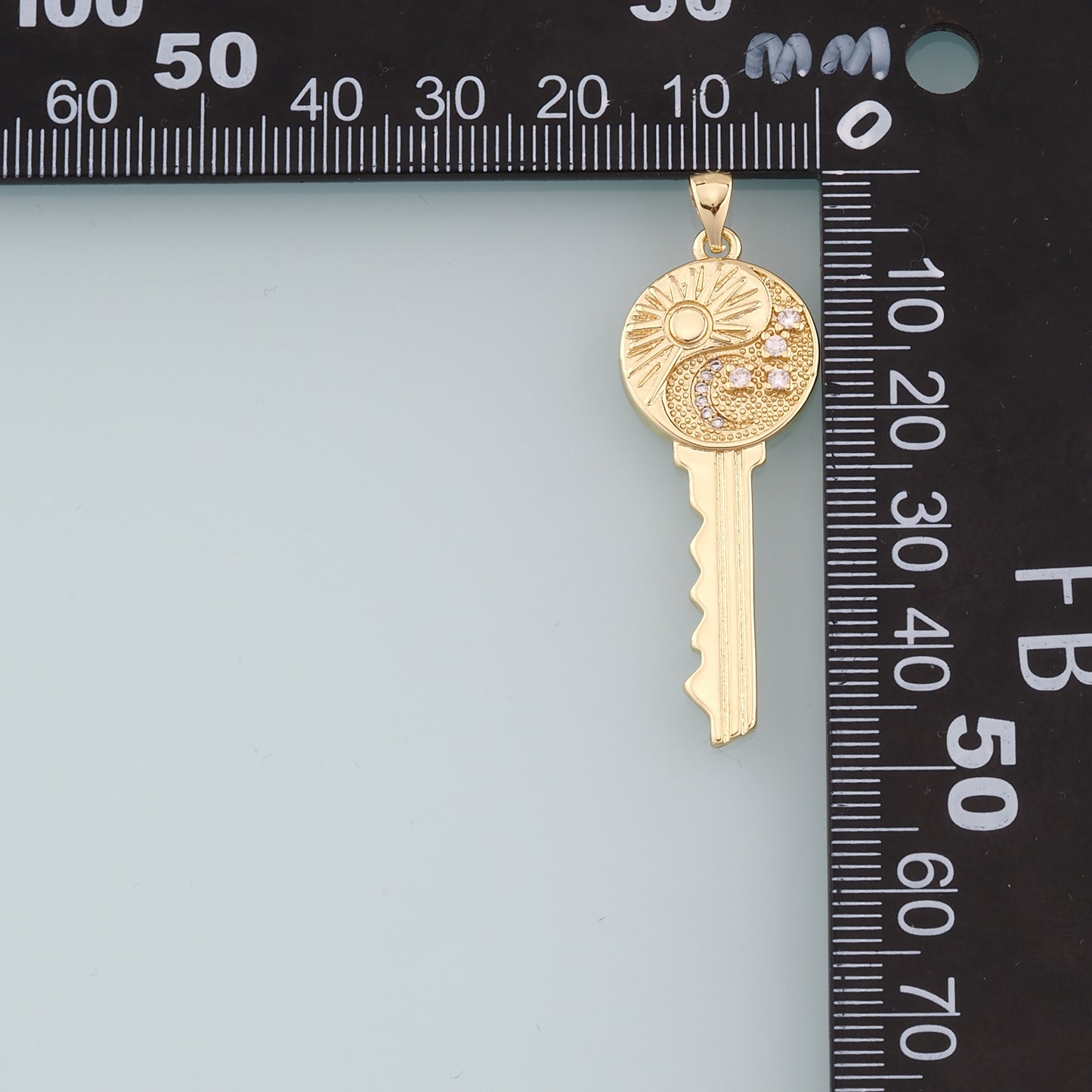 Gold Sun Moon key Charms,18K Gold Filled Key Pendant,Star key Charm Bracelet Necklace for DIY Jewelry Making Supply