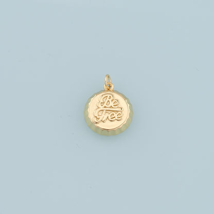 Gold Soda Cap Charms Charms,18K Gold Filled Bottle Cap Pendant,Be Free Charm Bracelet Necklace for DIY Jewelry Making Supply