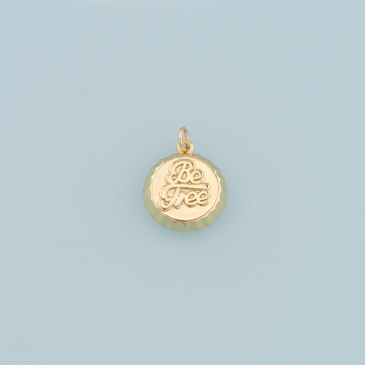 Gold Soda Cap Charms Charms,18K Gold Filled Bottle Cap Pendant,Be Free Charm Bracelet Necklace for DIY Jewelry Making Supply