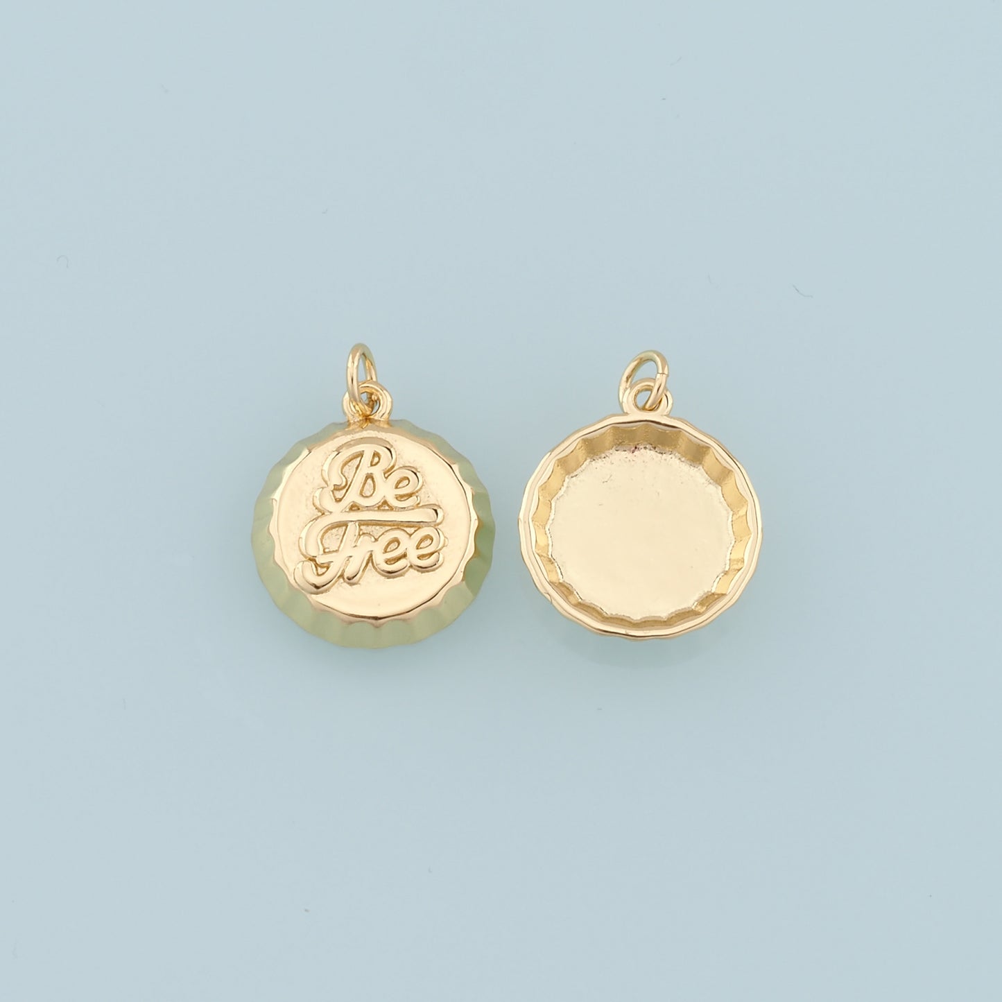 Gold Soda Cap Charms Charms,18K Gold Filled Bottle Cap Pendant,Be Free Charm Bracelet Necklace for DIY Jewelry Making Supply