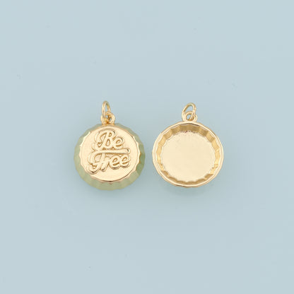 Gold Soda Cap Charms Charms,18K Gold Filled Bottle Cap Pendant,Be Free Charm Bracelet Necklace for DIY Jewelry Making Supply