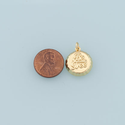 Gold Soda Cap Charms Charms,18K Gold Filled Bottle Cap Pendant,Be Free Charm Bracelet Necklace for DIY Jewelry Making Supply