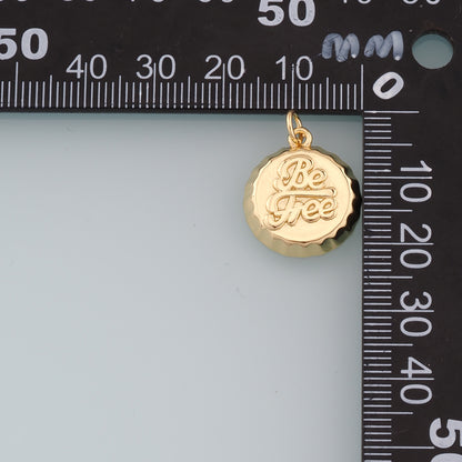 Gold Soda Cap Charms Charms,18K Gold Filled Bottle Cap Pendant,Be Free Charm Bracelet Necklace for DIY Jewelry Making Supply