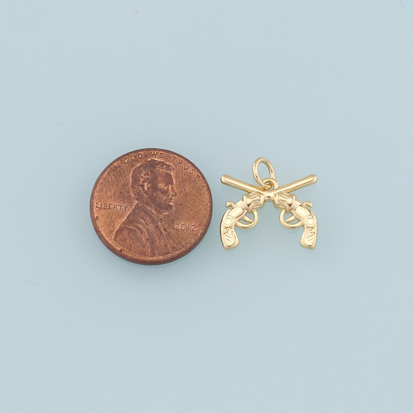 Gold Double Gun Charms,18K Gold Filled Gun Pendant,Gun Charm Bracelet Necklace for DIY Jewelry Making Supply