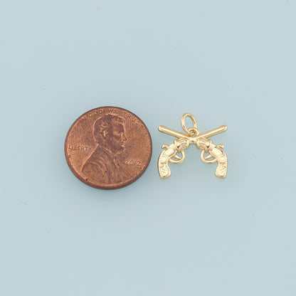 Gold Double Gun Charms,18K Gold Filled Gun Pendant,Gun Charm Bracelet Necklace for DIY Jewelry Making Supply