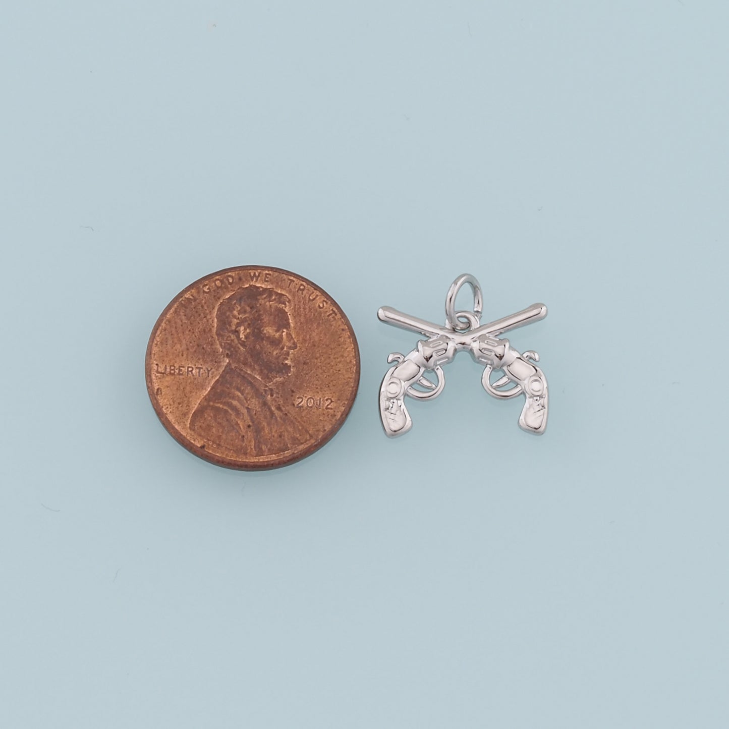 Gold Double Gun Charms,18K Gold Filled Gun Pendant,Gun Charm Bracelet Necklace for DIY Jewelry Making Supply