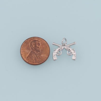 Gold Double Gun Charms,18K Gold Filled Gun Pendant,Gun Charm Bracelet Necklace for DIY Jewelry Making Supply