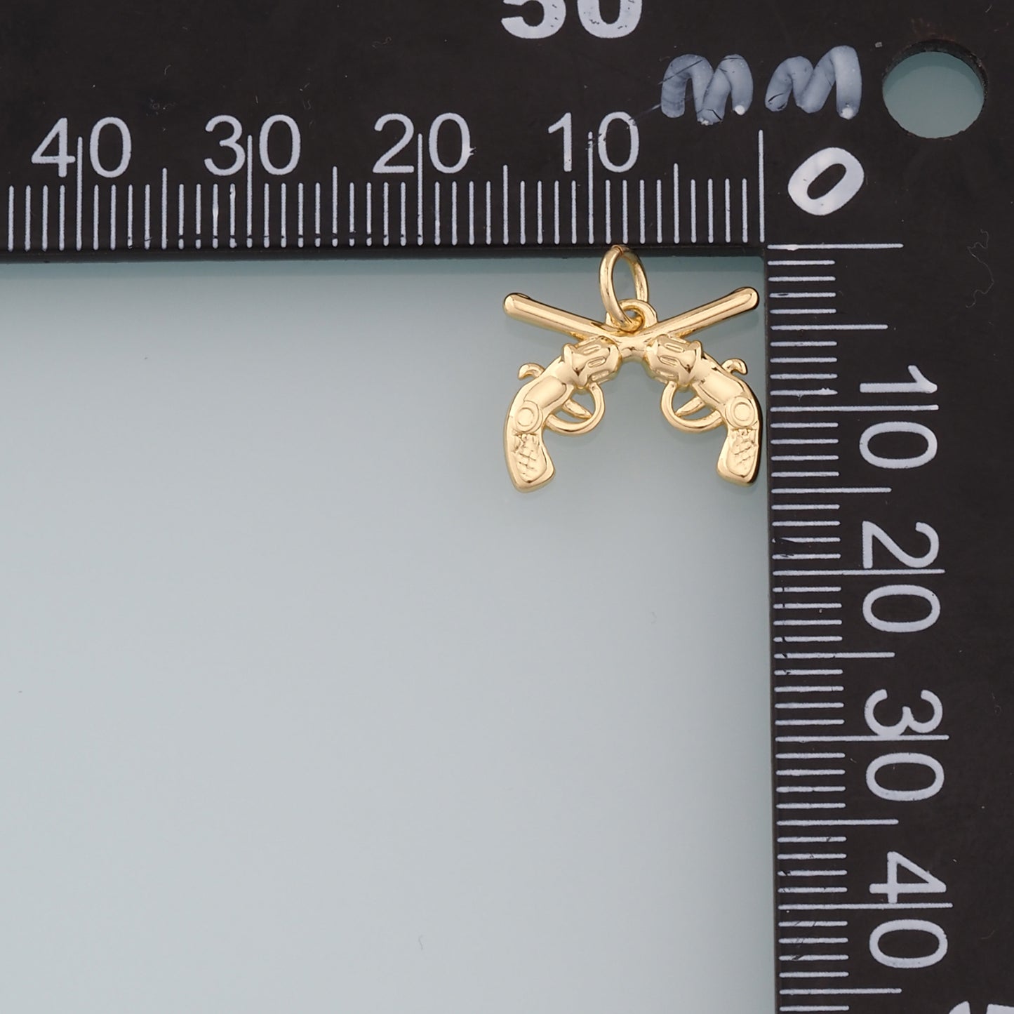 Gold Double Gun Charms,18K Gold Filled Gun Pendant,Gun Charm Bracelet Necklace for DIY Jewelry Making Supply