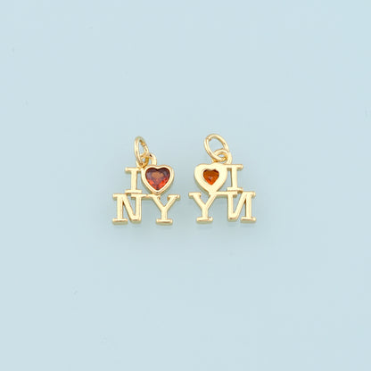 Gold love New York Charms,18K Gold Filled New York Pendant,New York Charm Bracelet Necklace for DIY Jewelry Making Supply