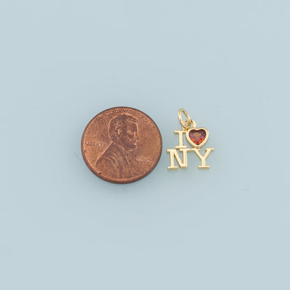 Gold love New York Charms,18K Gold Filled New York Pendant,New York Charm Bracelet Necklace for DIY Jewelry Making Supply