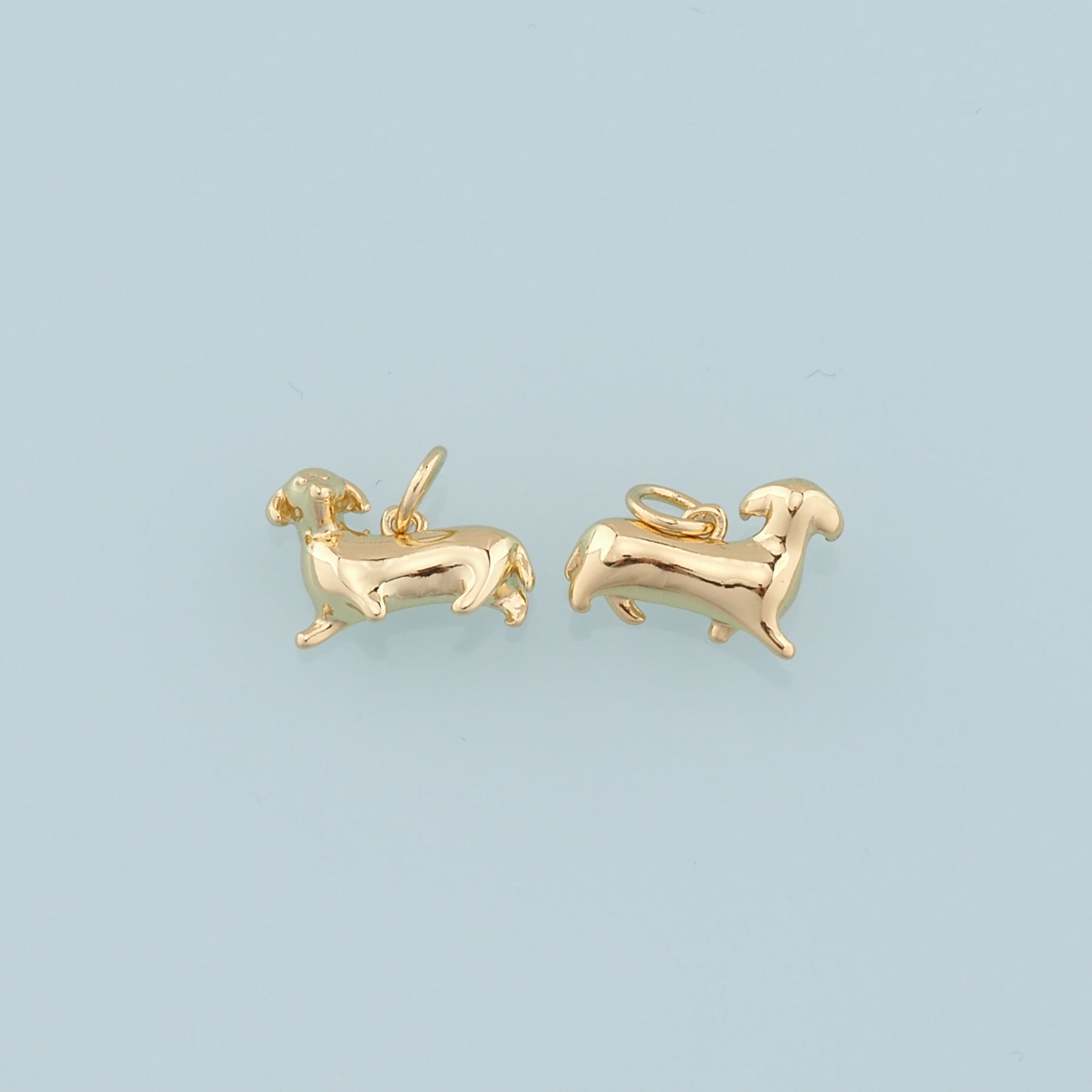 Gold Dog Charms,18K Gold Filled Dog Pendant,Cute Dog Charm Bracelet Necklace for DIY Jewelry Making Supply
