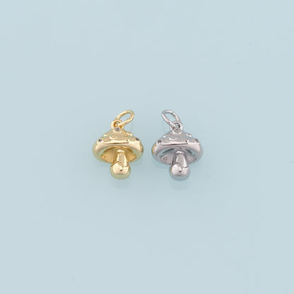 18K Gold Filled Mushroom Pendant,Mushroom Charm Bracelet Necklace for DIY Jewelry Making Supply