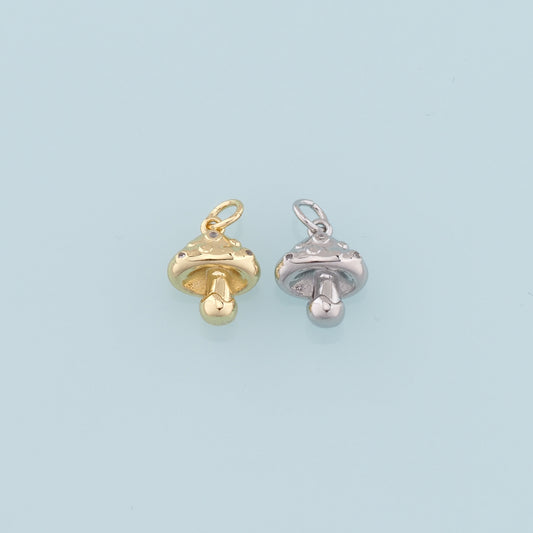 18K Gold Filled Mushroom Pendant,Mushroom Charm Bracelet Necklace for DIY Jewelry Making Supply