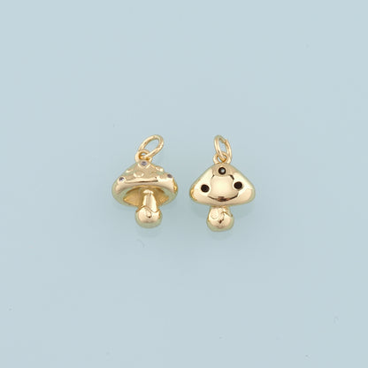18K Gold Filled Mushroom Pendant,Mushroom Charm Bracelet Necklace for DIY Jewelry Making Supply