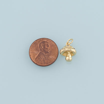 18K Gold Filled Mushroom Pendant,Mushroom Charm Bracelet Necklace for DIY Jewelry Making Supply