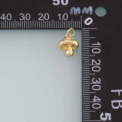 18K Gold Filled Mushroom Pendant,Mushroom Charm Bracelet Necklace for DIY Jewelry Making Supply